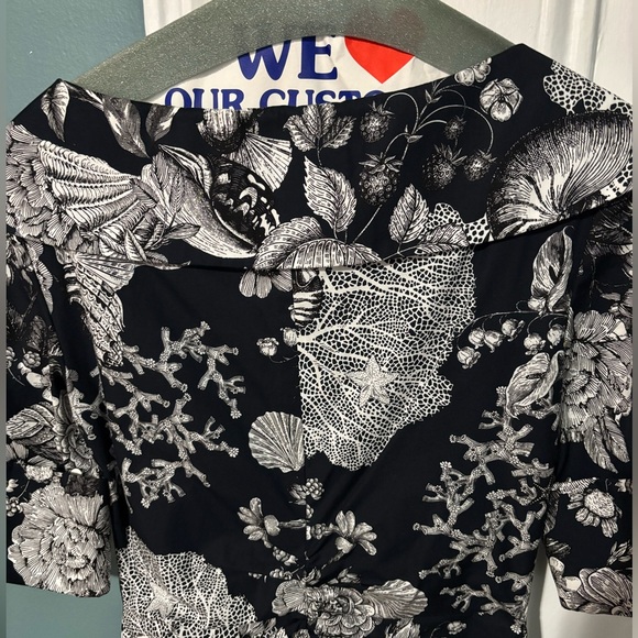 LELA ROSE OPEN NECK FLORAL-PRINT SHIRTDRESS IN NAVY, SIZE 2 - Picture 10 of 10